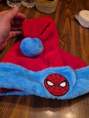Spiderman Red and Light Blue Plush Holiday Hat